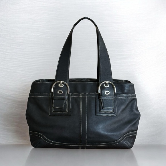 Authentic Coach Black Leather Soho Carryall Tote Bag! - Picture 4 of 15